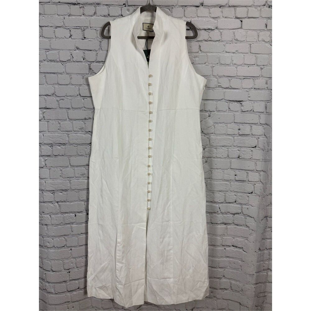 Tuckernuck White Leighton Sleeveless Linen Midi Dress Button Front NWT - Picture 5 of 15